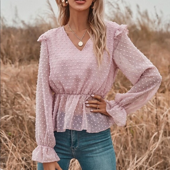 Tops - Pink Swiss Dot Top